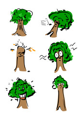 green tree personage (illustration on a children's theme)