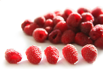 background wth fresh red raspberries