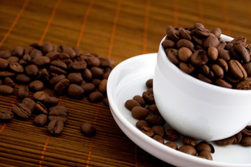 Coffee beans in a cup