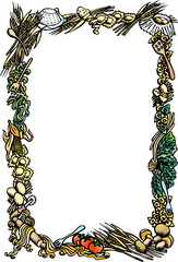 Frame made with various kind of food