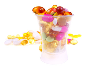 ...Agents of different tablets isolated on white background