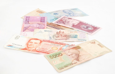 banknotes of Indonesia, Philippines, Vietnam, China and other