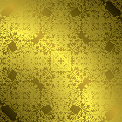 Floral gothic illustrated golden tile with a repeating pattern