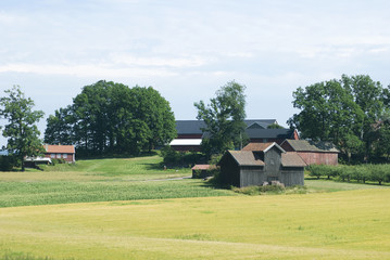 Farm in Norway built in traditional Norwegian style.