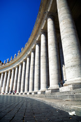 Colonnade on Saint Peter square in Rome Italy.