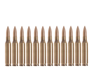 line of bullets isolated on white background