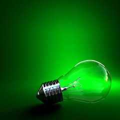 green eco background classic light bulb with space for write