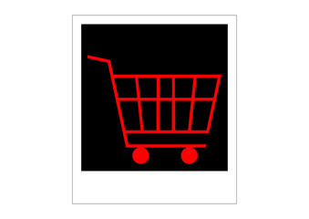 shopping cart, polaroid photo
