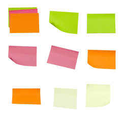 colored sticky notes isolated on a white background