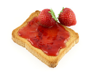 Biscotte et confiture de fraises