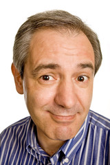 mature casual man portrait, isolated on white