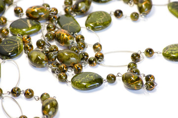 Green beads isolated on white background - Powered by Adobe