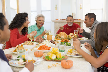 Family All Together At Christmas Dinner