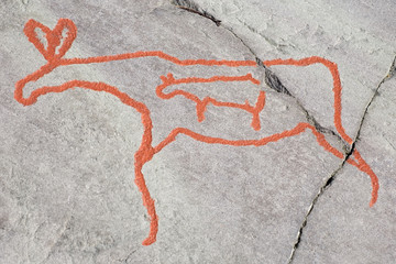 ancient rock carvings (petroglyphs) in Alta, Norway
