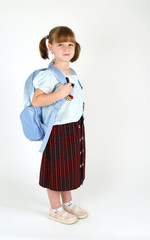 cute school girl with backpack