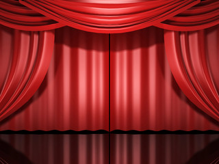 red stage theater drapes open