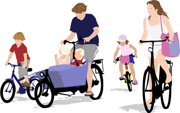 Big Family  Bicycling, Color Version