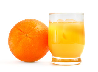 freshly squeezed orange juice on white background