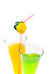 Orange and apple cocktail isolated on the white background