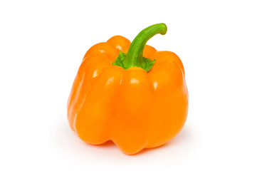 Orange bell pepper isolated on the white background