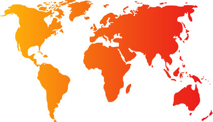 Fototapeta na wymiar Map of the world illustration, simple outline gradient colors