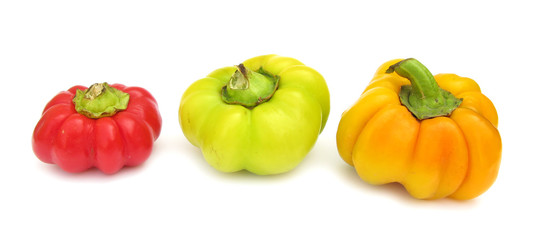 Red green orange paprika pumpkin-shaped