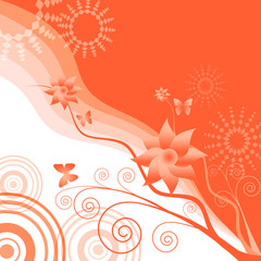 Decorative floral background orange summer