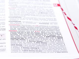 Obraz premium Money in the dictionary