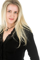 Naklejka premium Beautiful young blond model with striking green eyes