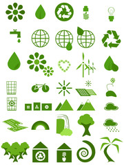 Green environmental icon set