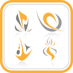 Vector abstract internet icons. Orange set. Simply change.