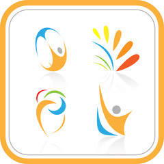 Vector abstract internet icons. Color set. Simply change.