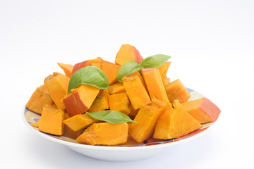 an orange pumpkin isolated on white. soup ingredient.