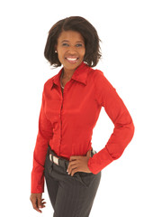 Sexy young adult african businesswoman in a business suit
