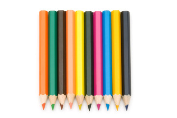 colorful pencils on white background