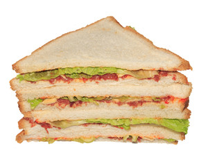 Healthy layered sandwich isolated on white