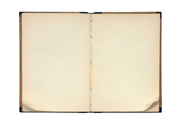 open old blank book isolated on white
