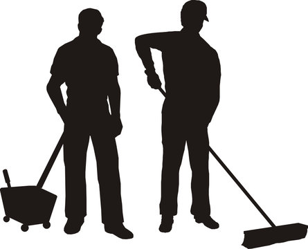 Silhoutte Of Men Cleaning
