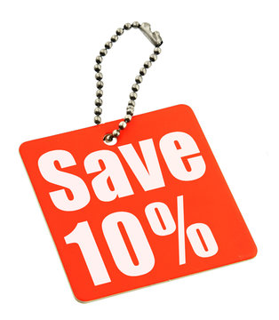 Sale tag on white background, no copyright infringement