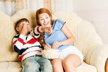 Girls and the boy on sofa