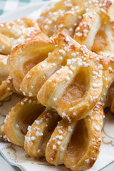 Delicious sweet buns on plate