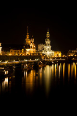 Dresden at night. Elbe river view 1