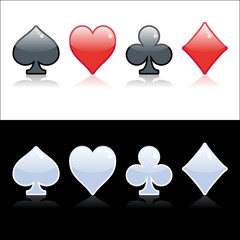 Poker symbol black, red and crystal isolated