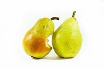 One pear biting another