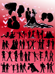Romance People Silhouettes