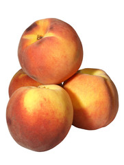 Peaches on white background