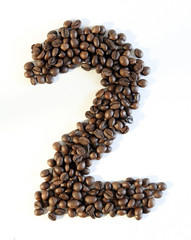Numbers made from coffee beans