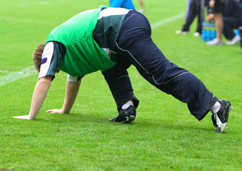 sportsman stretching
