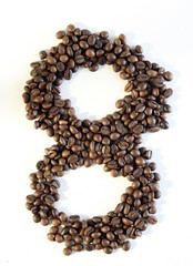 Numbers made from coffee beans