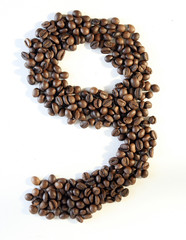 Numbers made from coffee beans